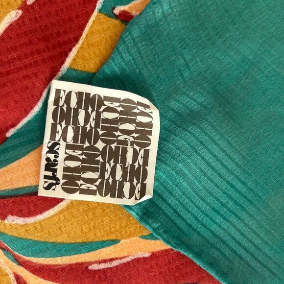 Echo NWOT floral 100% silk square scarf, made in Japan multicolored - Picture 6 of 8